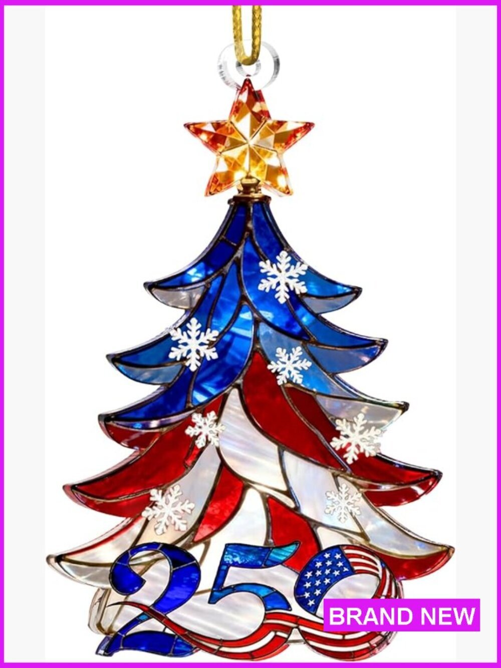 USA 250th Anniversary Acrylic Bell Ornament Patriotic Decor Home Accent Hanging